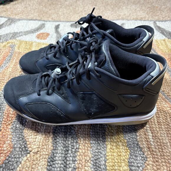 Air Jordan 6 Retro Black 317254-011 Nike Football Cleats VI Men’s Sz 13 No Box - Picture 3 of 7